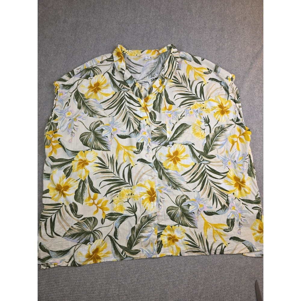 Old Navy Floral Palm Orchid Hawaiian Button Down Women's Plus Size 3X